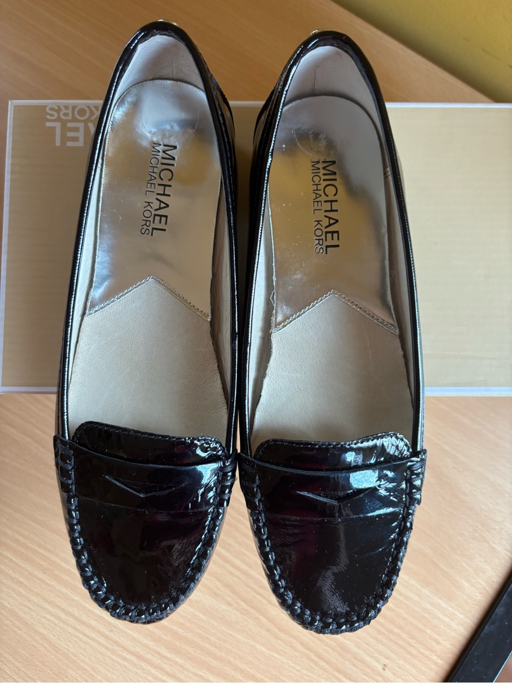 Michael Kors Black Patent Leather Penny Loafers